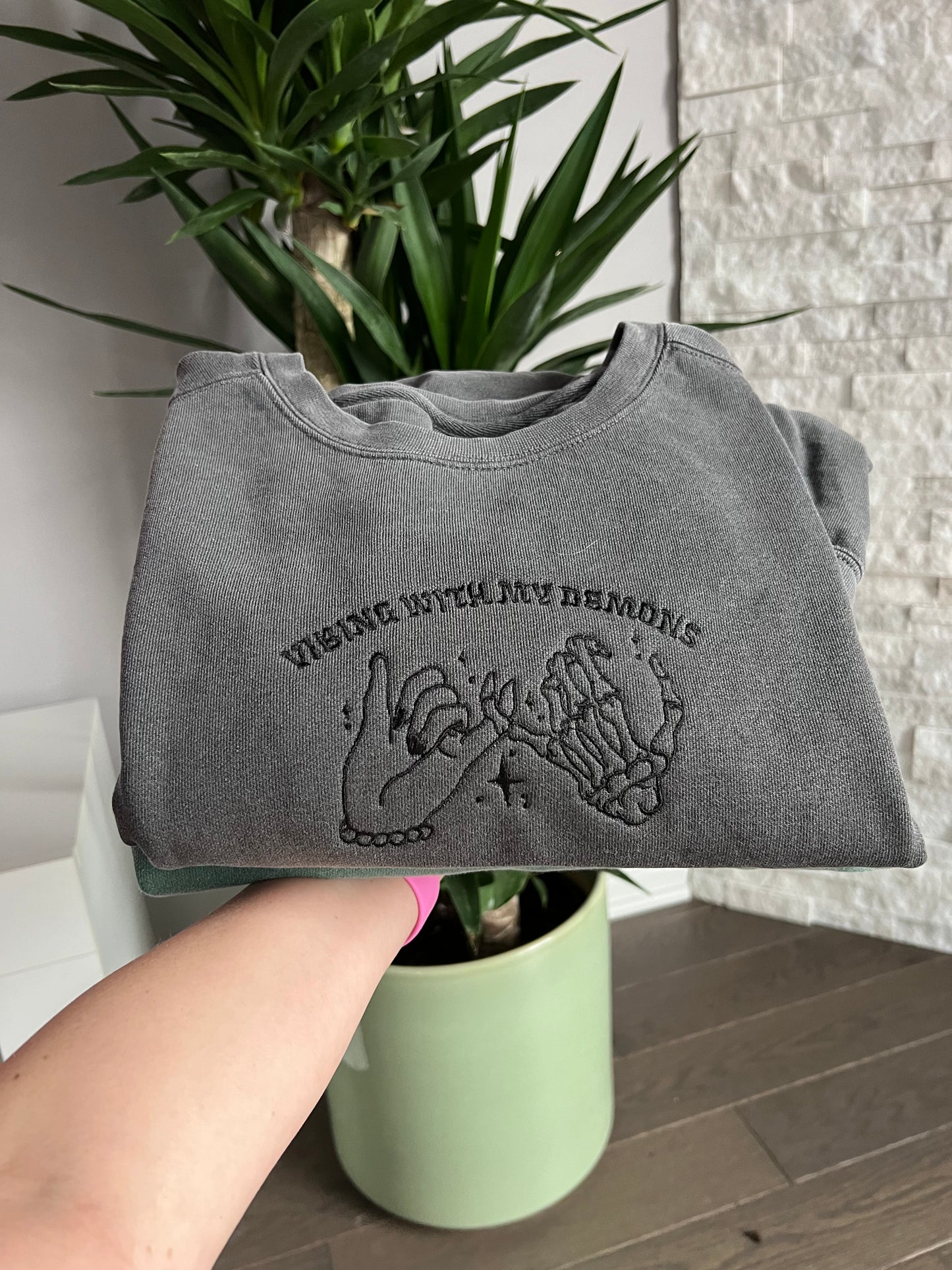Vibin with my Demons Sweater Embroidered