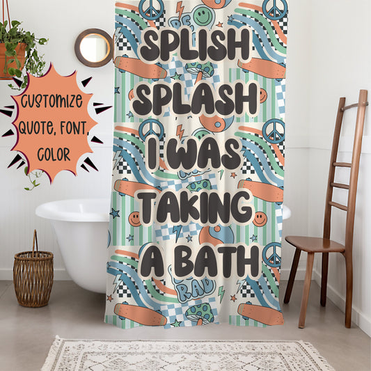Boys Shower Curtain Personalized patchwork, kids shower curtain retro, shower curtain boho, custom shower curtain, vintage shower curtain
