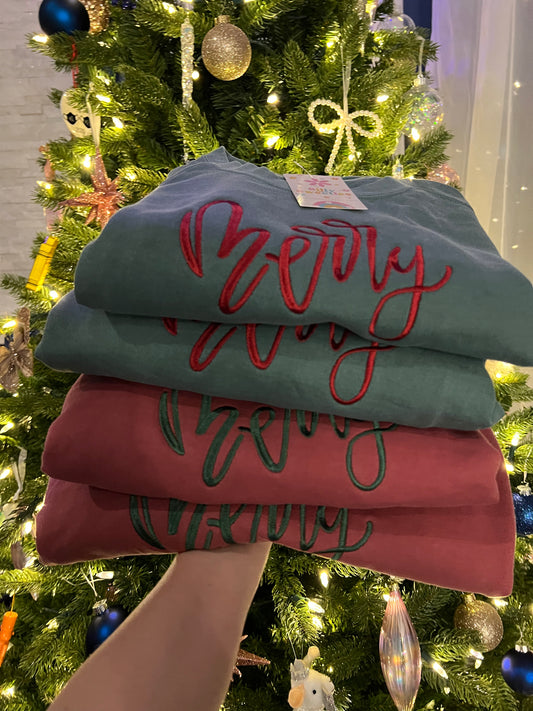 Merry Embroidered Christmas Sweater