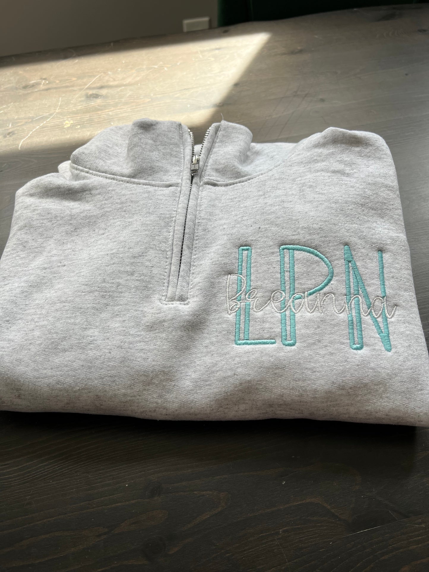 Personalized Nurse Quarter Zip Embroidered Sweater