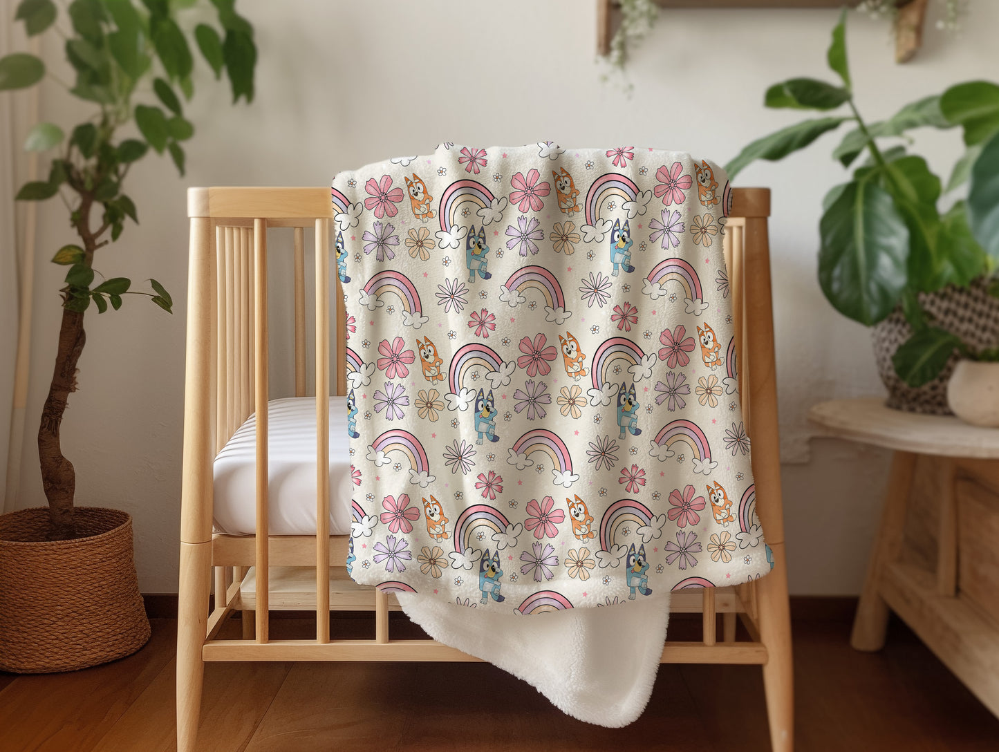Personalized Boho Bluey and bingo Blanket