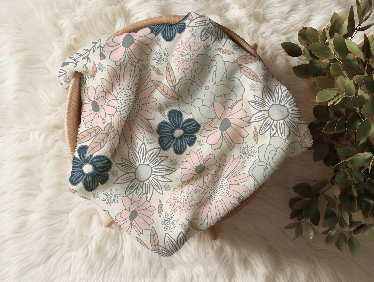 Personalized Floral Boho Blanket