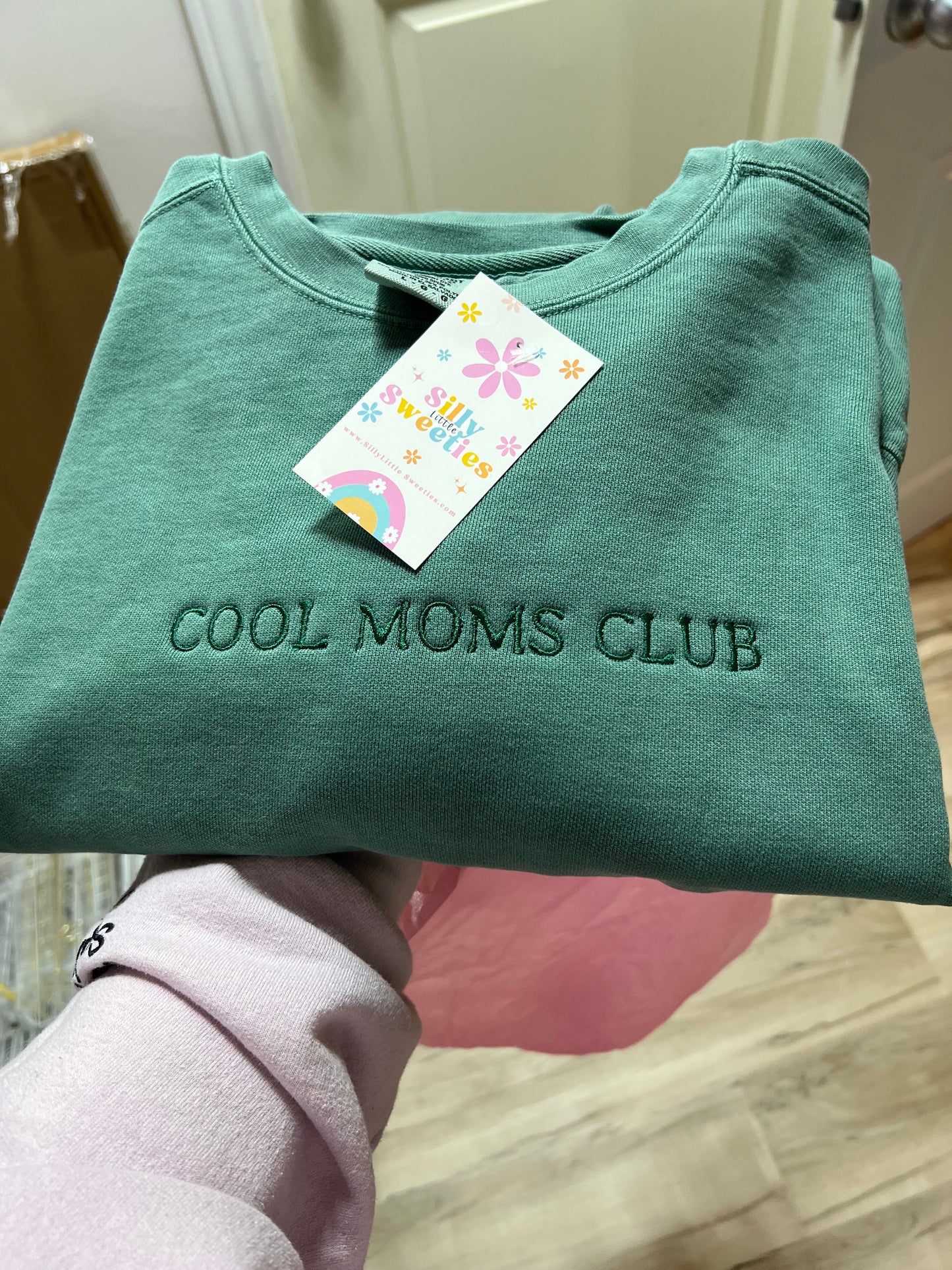 Cool Moms Club Embroidered Sweater Comfort Colors