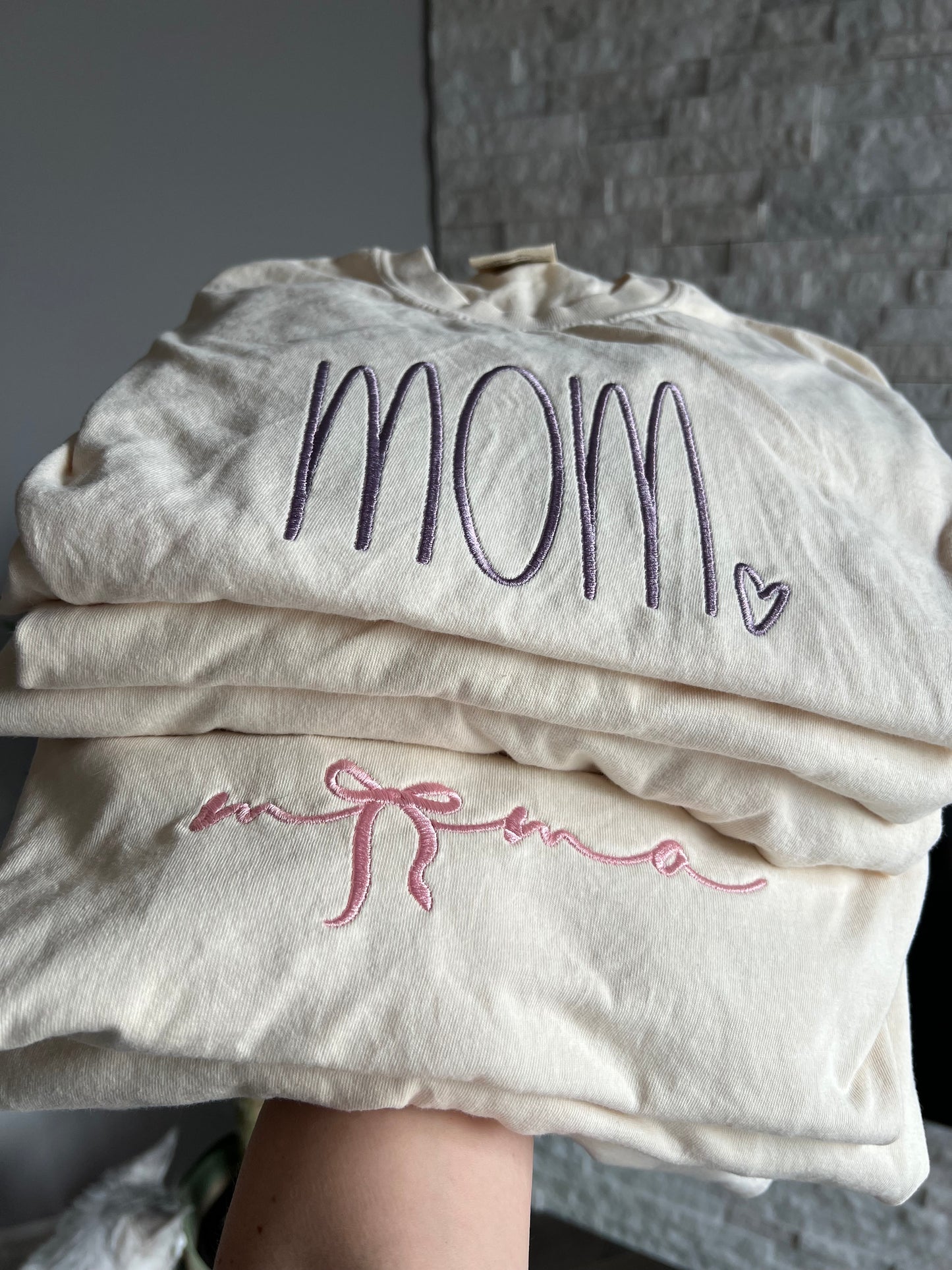 Mom embroidered Sweater, Tshirt or Hoodie