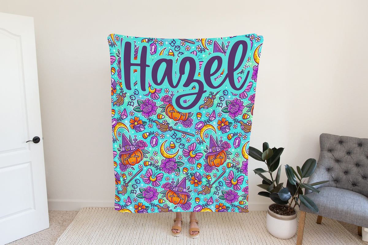 Personalized Halloween Blanket, Pumpkin Fall Decor