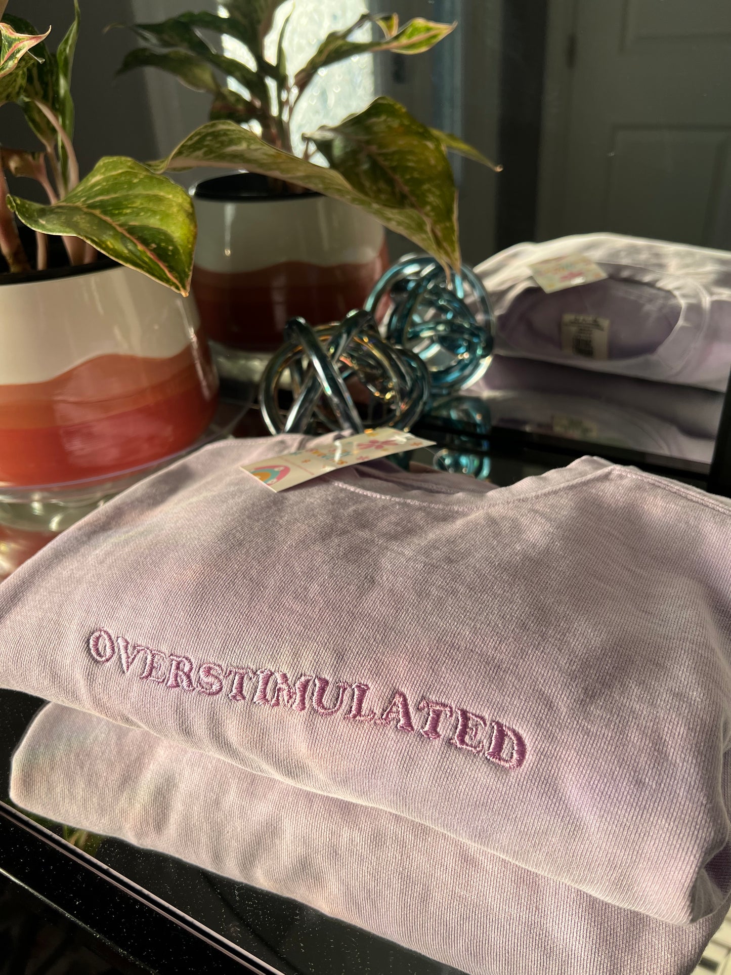 Overstimulated Embroidered Sweater Comfort Colors