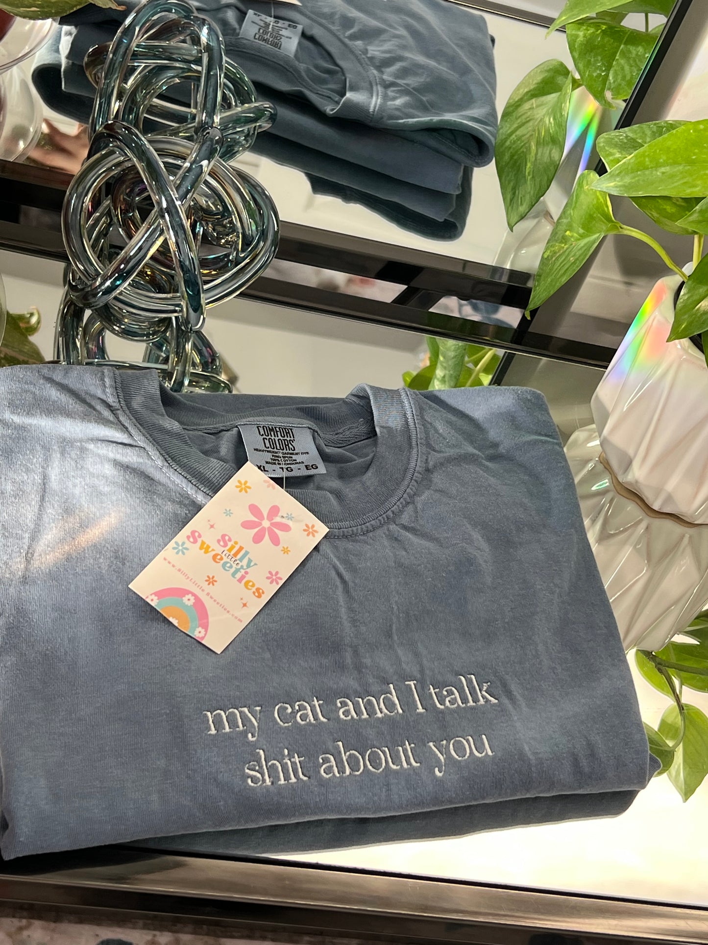 My Cat and I Talk Shit embroidered Sweater, Tshirt or Hoodie