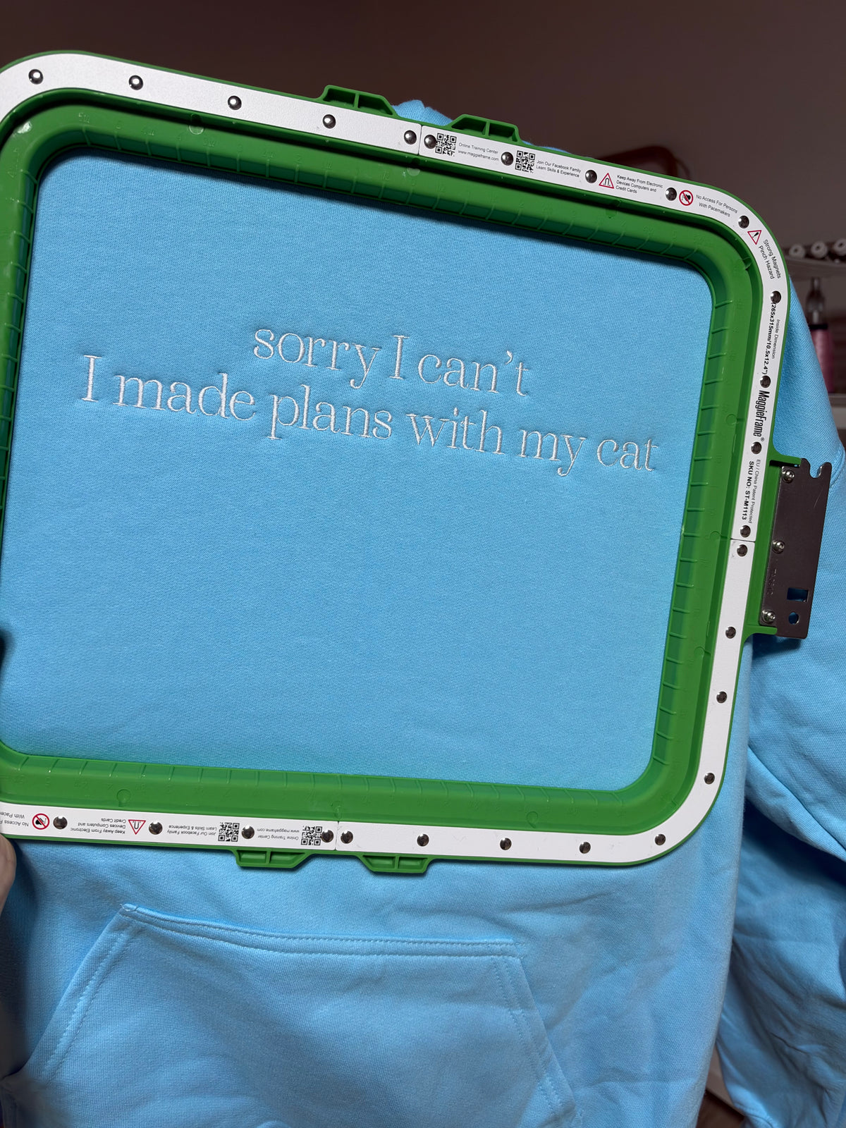 Sorry I can’t I made plans with my cat embroidered Sweater, Tshirt or Hoodie