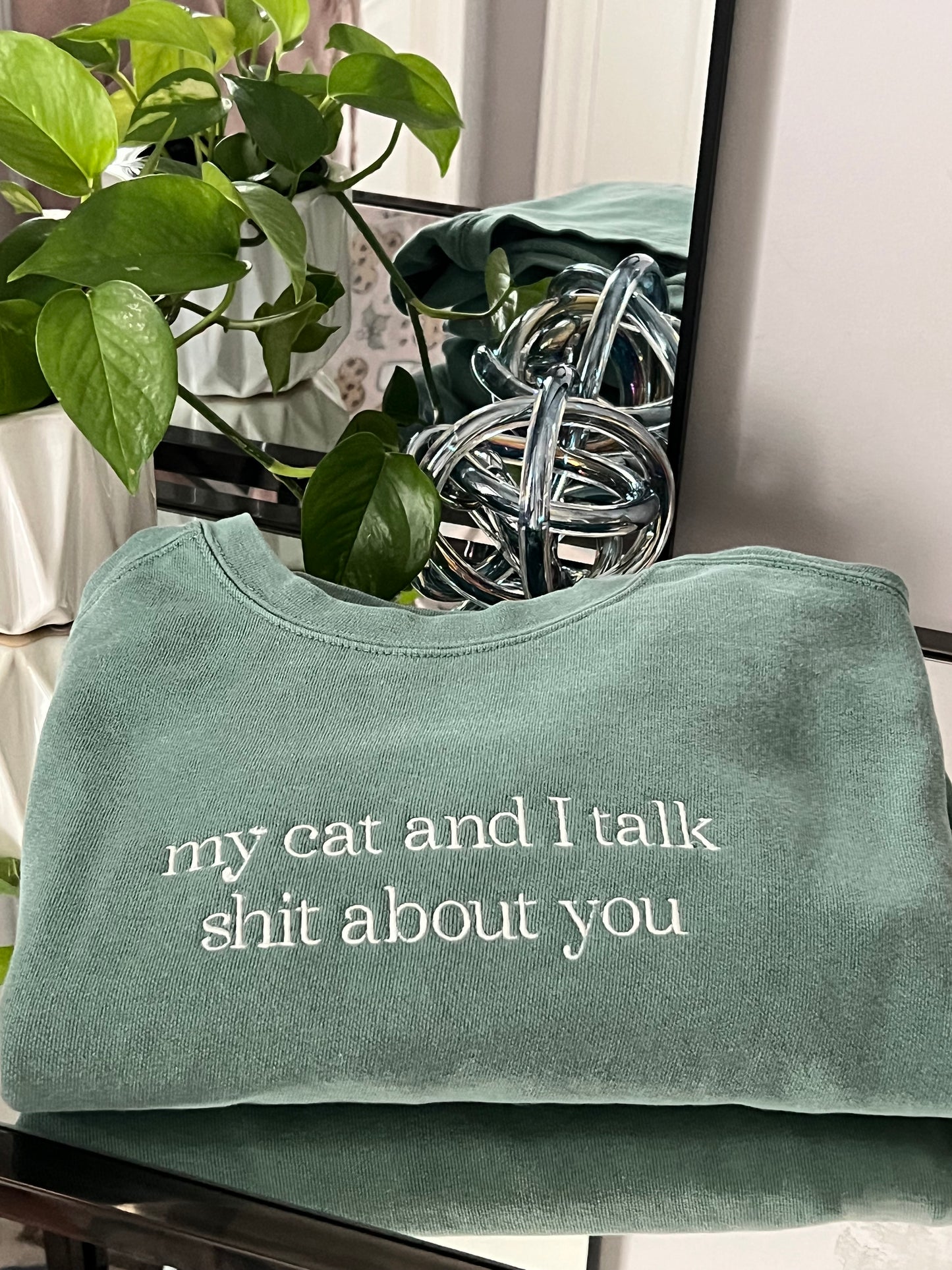 My Cat and I Talk Shit embroidered Sweater, Tshirt or Hoodie