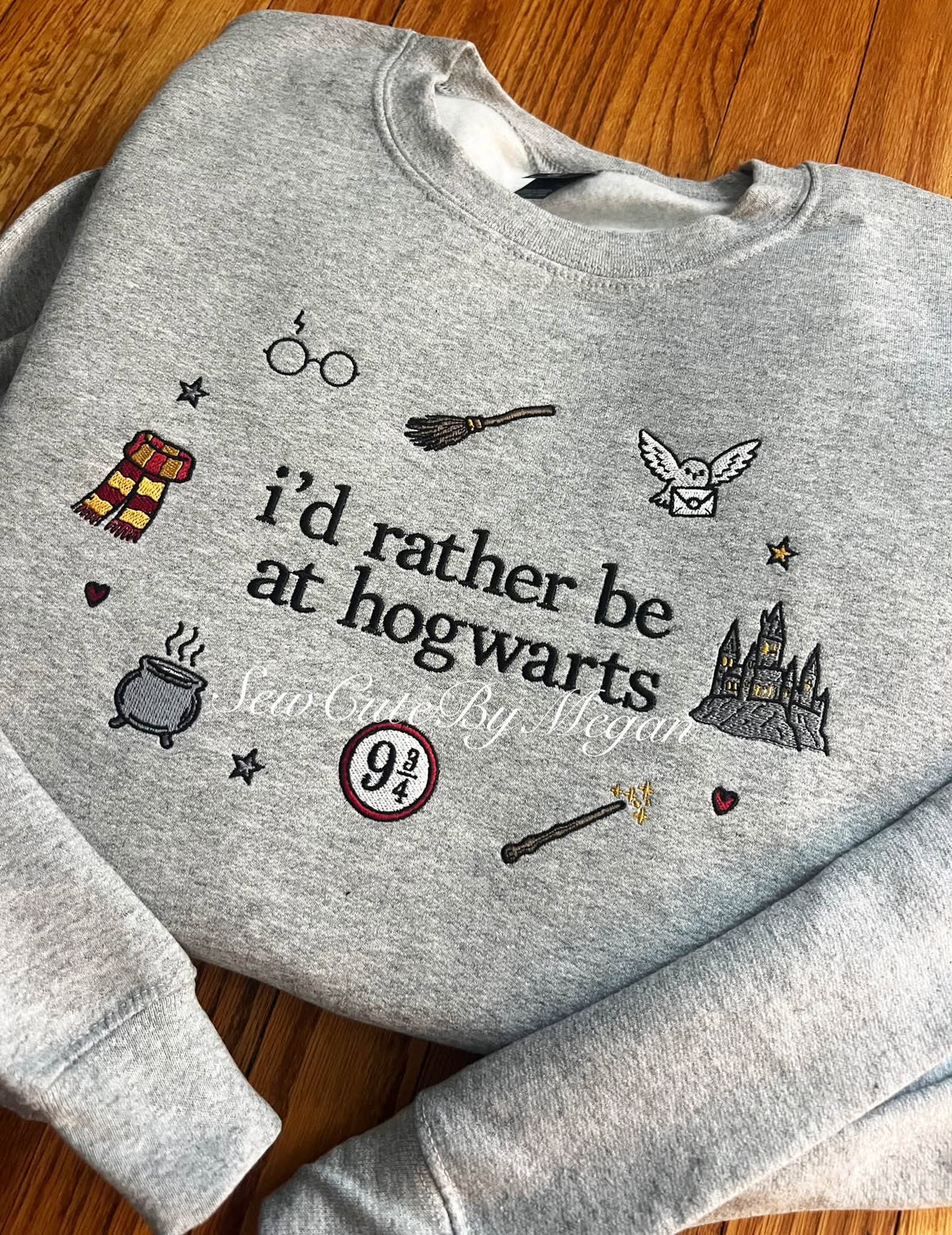 I’d rather be in hogwarts embroidered harry potter sweater
