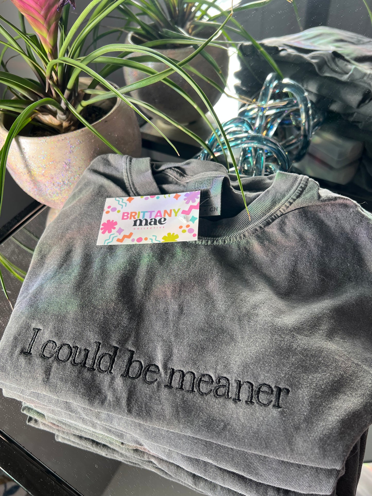 I could be meaner Embroidery Sweater / T-shirt