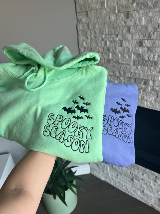 Spooky Season Bats Embroidered Sweater, T-shirt or Hoodie