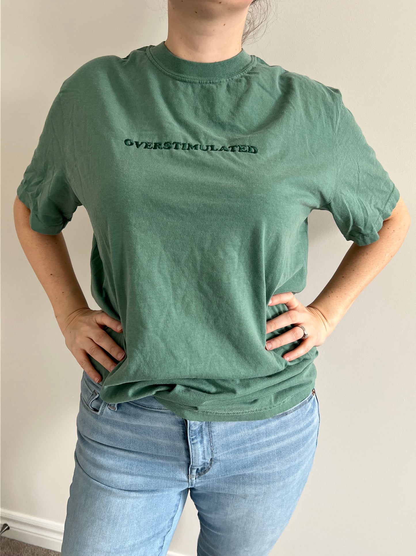 Overstimulated Embroidered t-shirt Comfort Colors