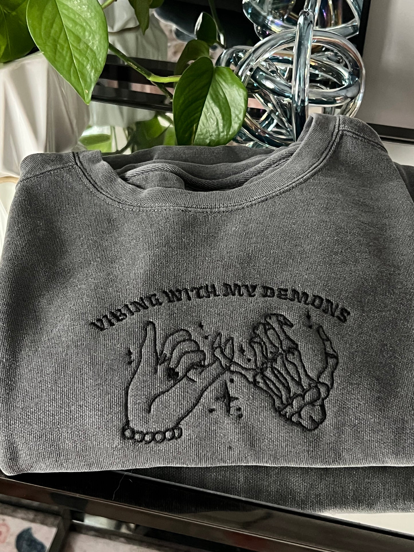 Vibin with my Demons Sweater Embroidered