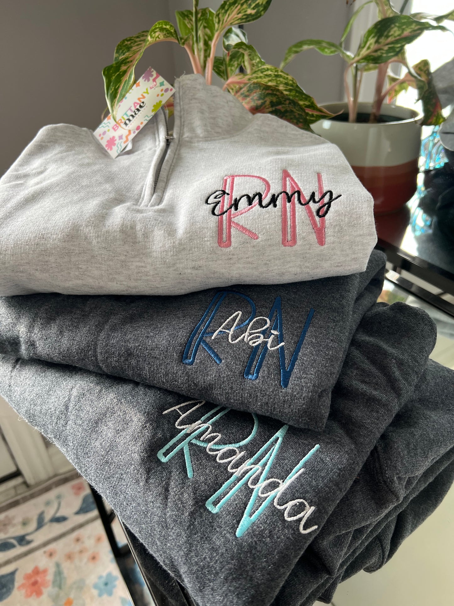 Personalized Nurse Quarter Zip Embroidered Sweater