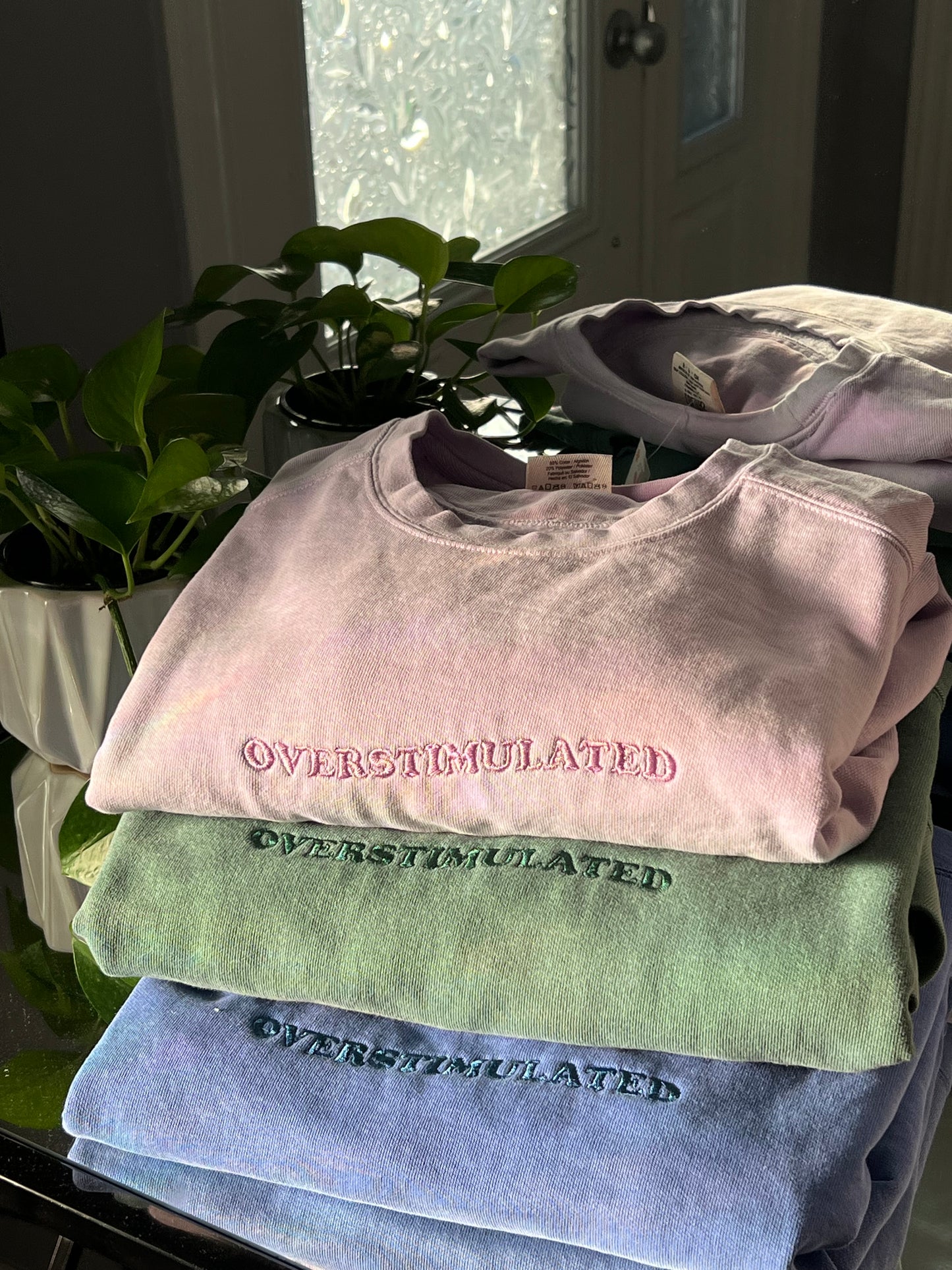 Overstimulated Embroidered Sweater Comfort Colors