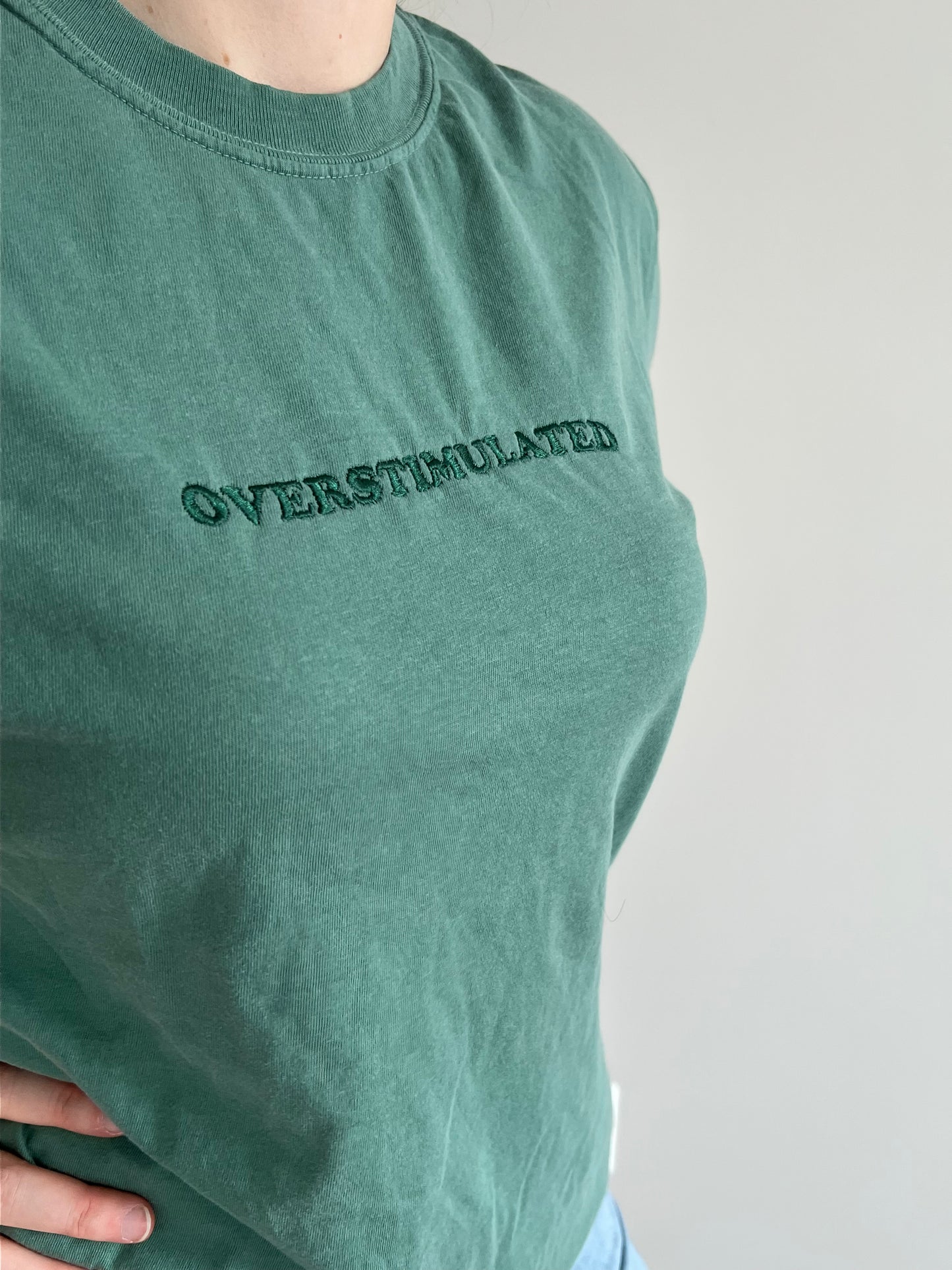 Overstimulated Embroidered t-shirt Comfort Colors