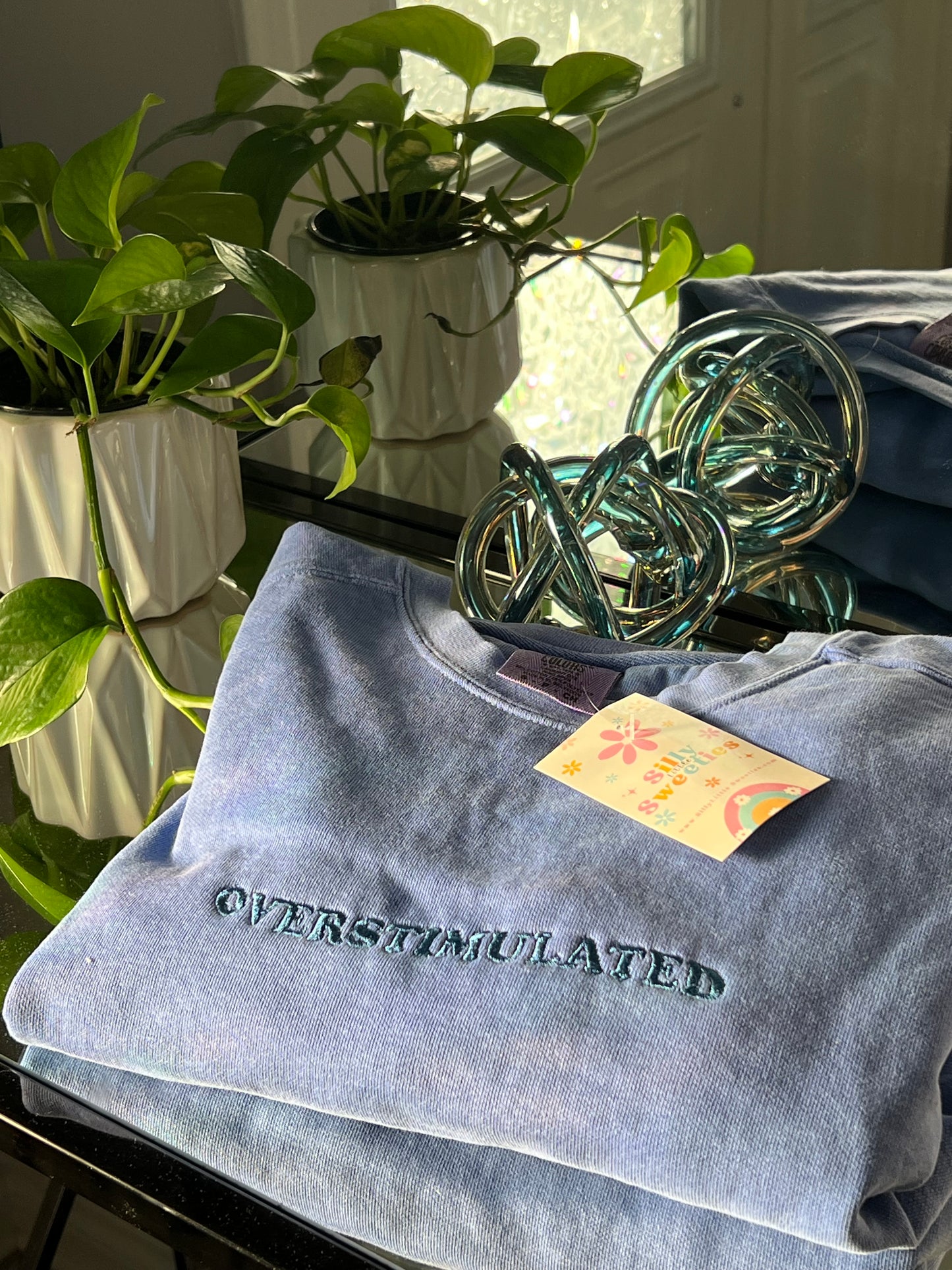 Overstimulated Embroidered Sweater Comfort Colors