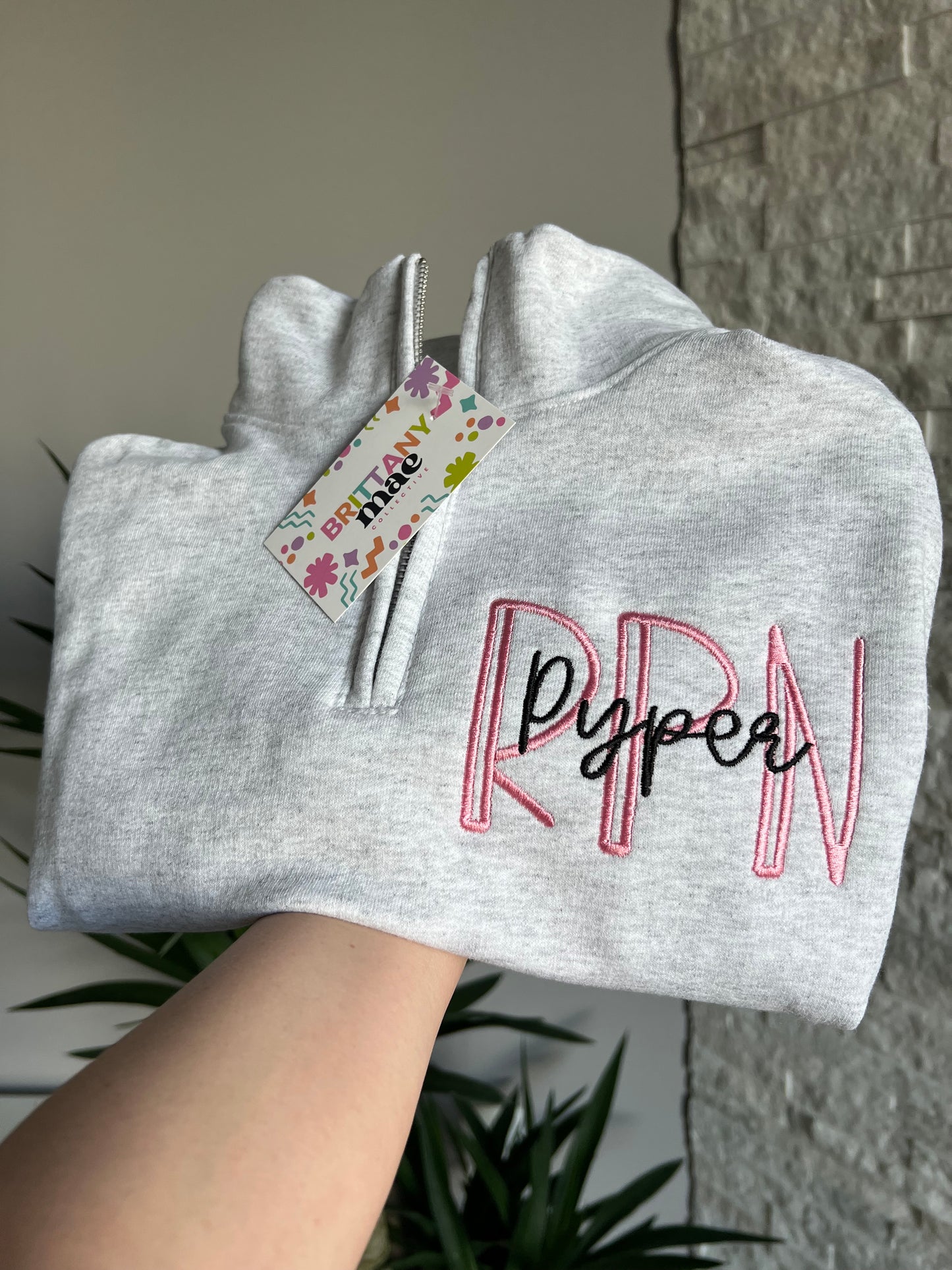 Personalized Nurse Quarter Zip Embroidered Sweater