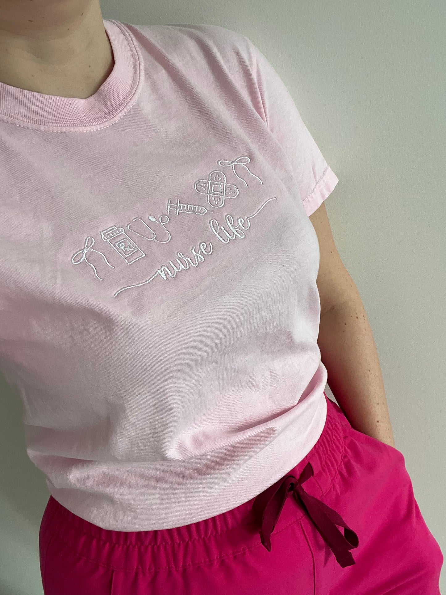 Nurse life Embroidered t-shirt Comfort Colors Minimalist