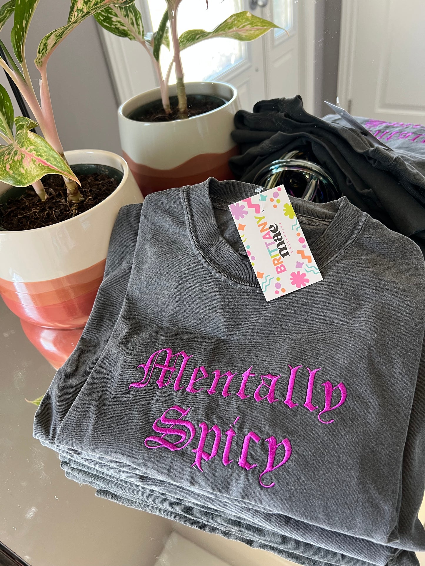 Mentally Spicy embroidered Sweater, Tshirt or Hoodie