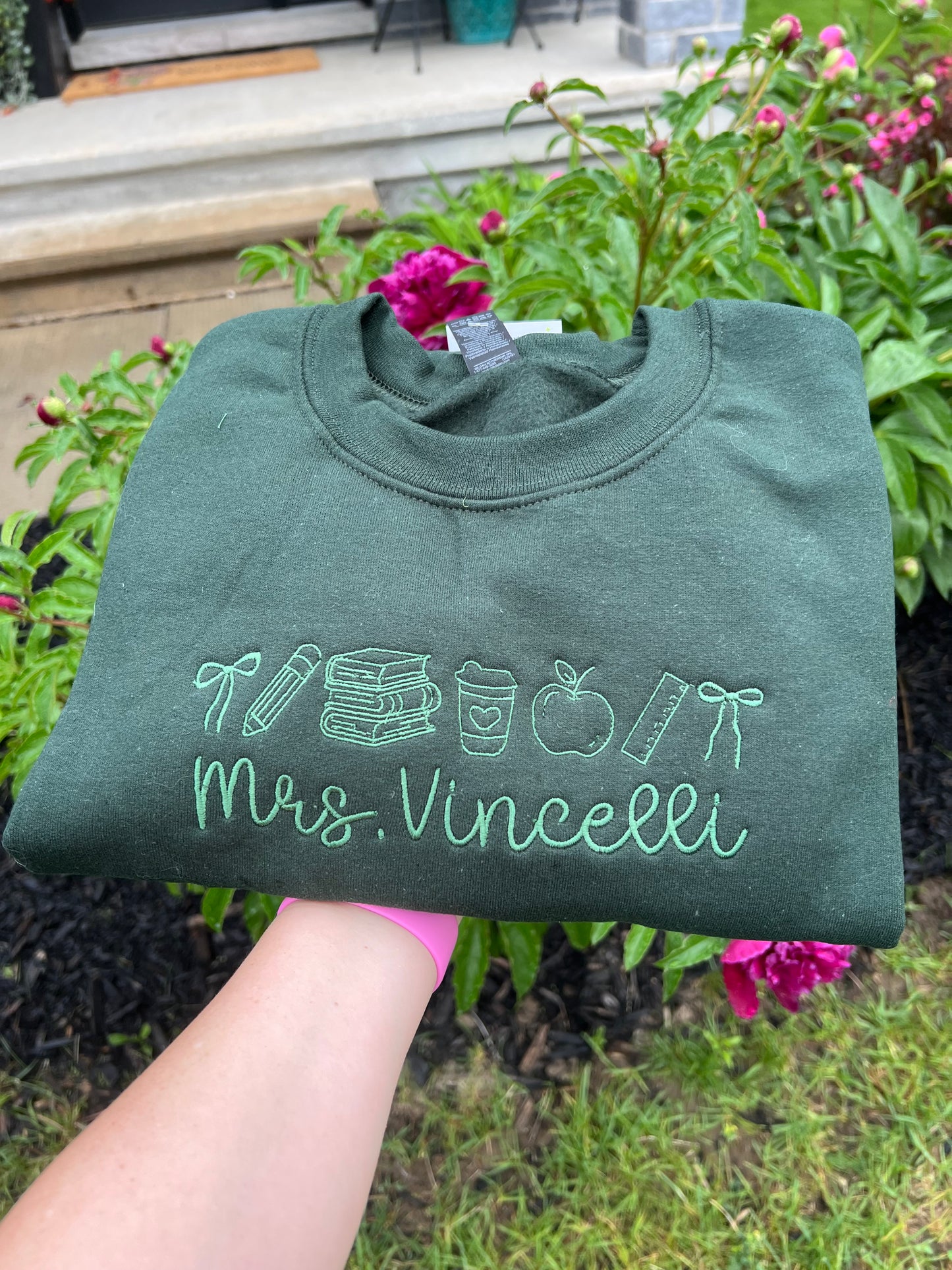 Custom Teacher name embroidered Sweater, Tshirt or Hoodie