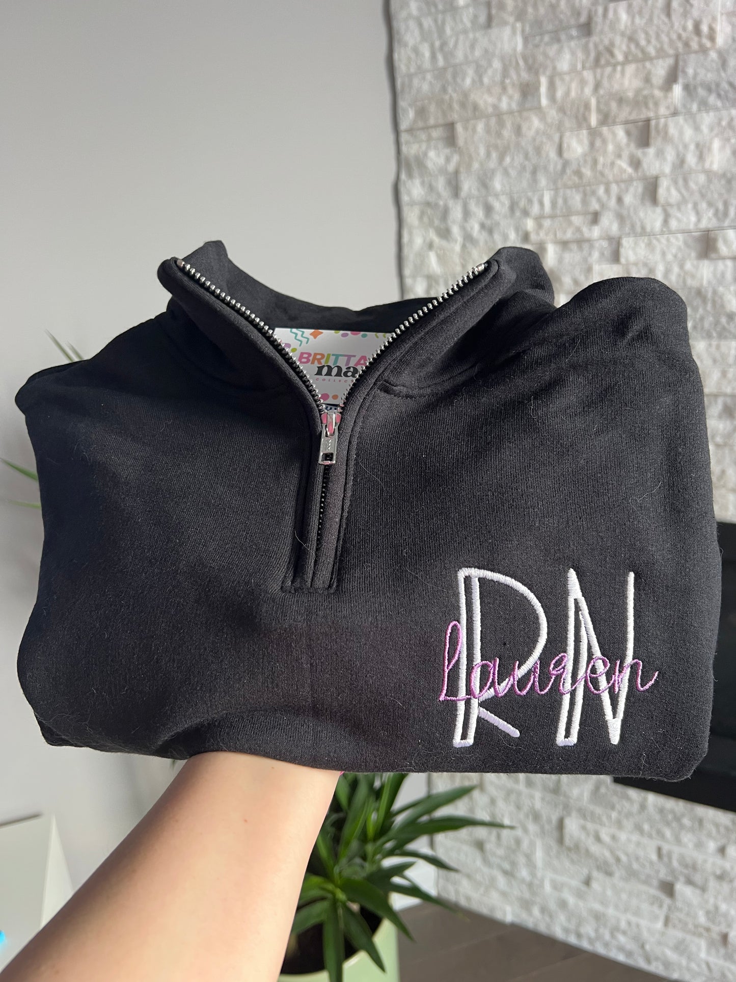 Personalized Nurse Quarter Zip Embroidered Sweater