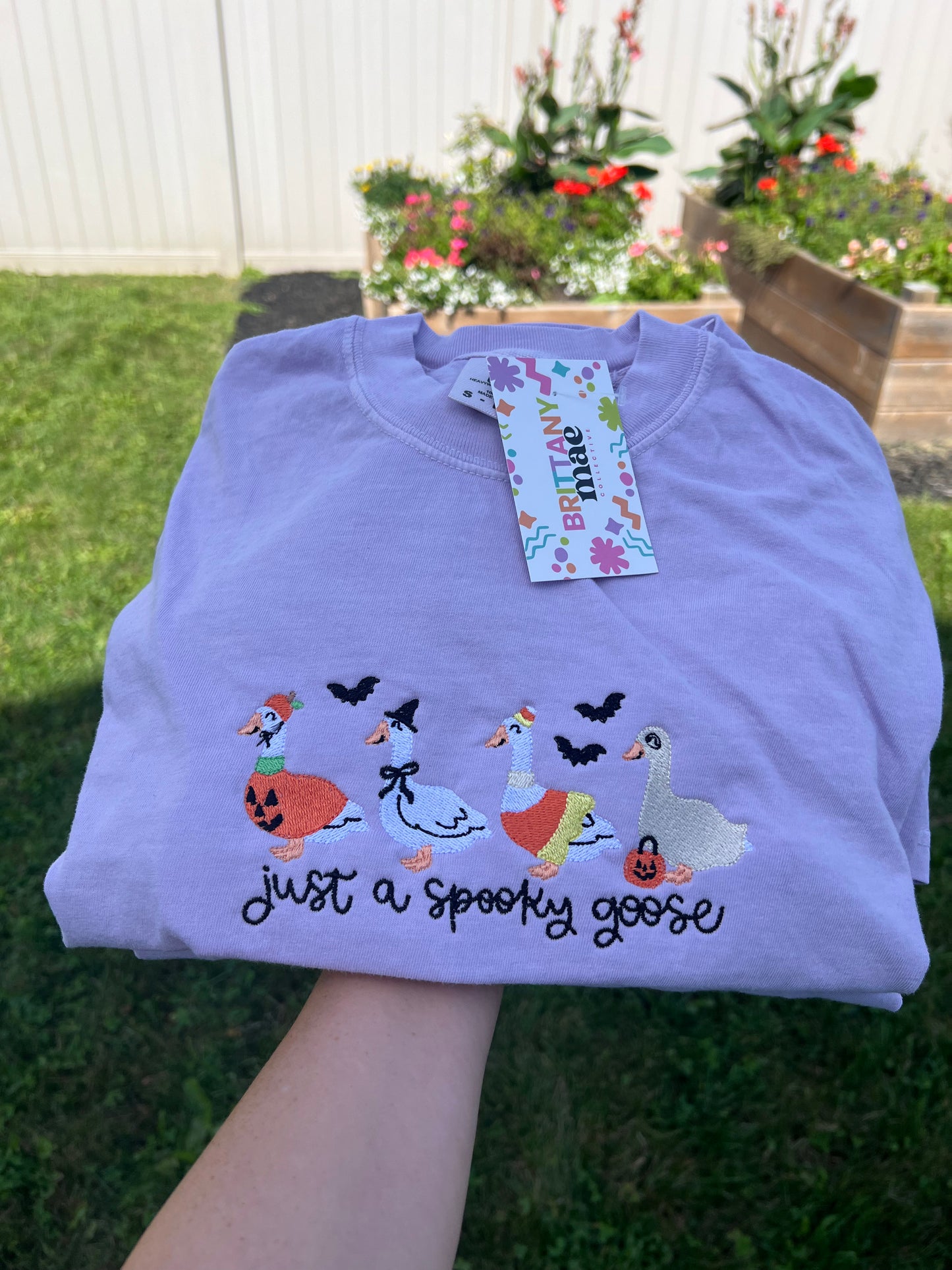 Spooky Goose Embroidered Sweater, T-shirt or Hoodie