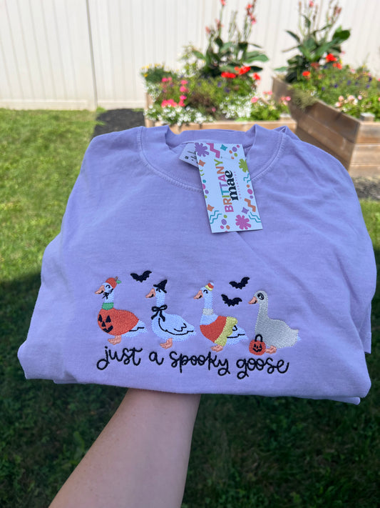 Spooky Goose Embroidered Sweater, T-shirt or Hoodie