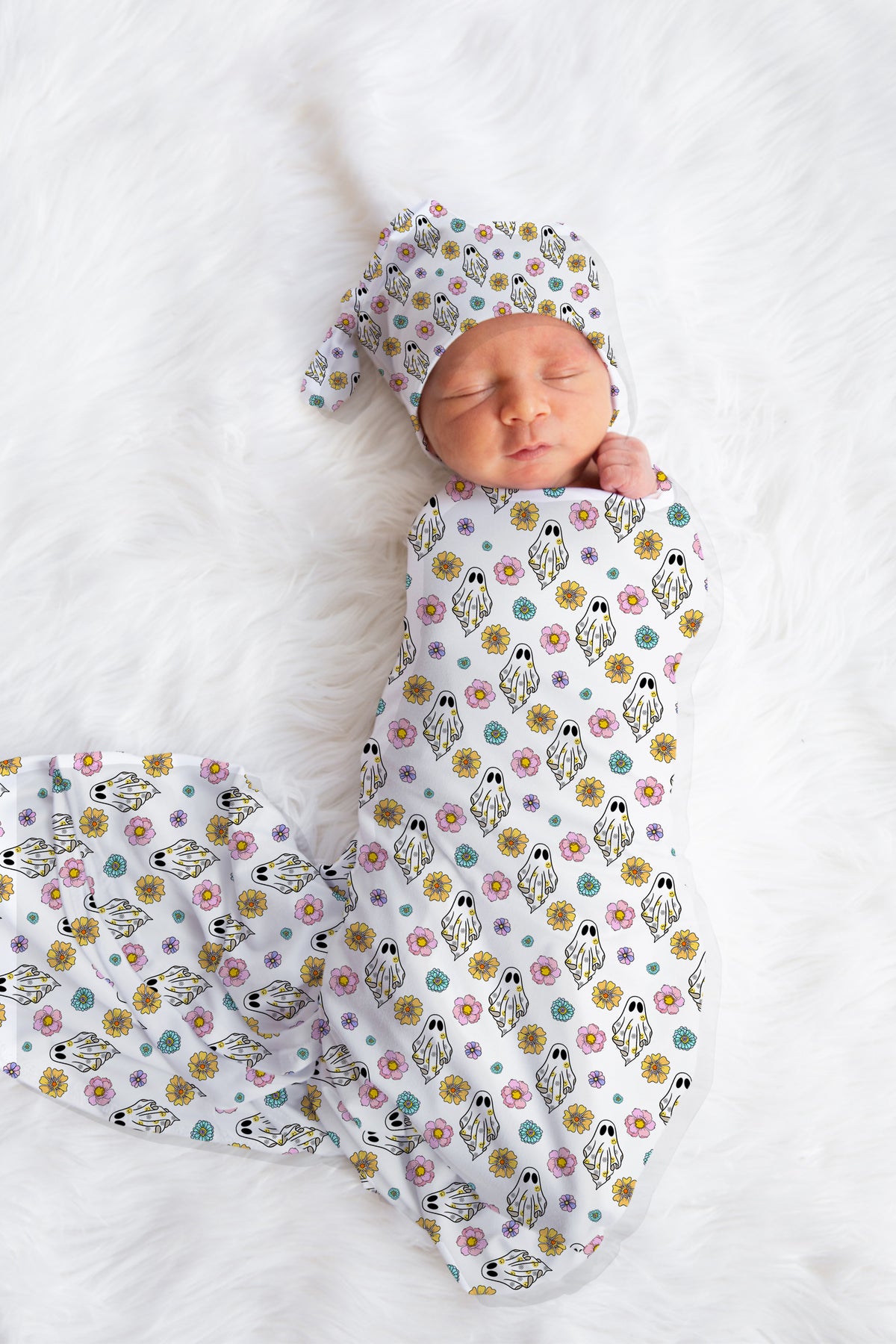 Personalized Halloween Newborn swaddle Bow Set Hat