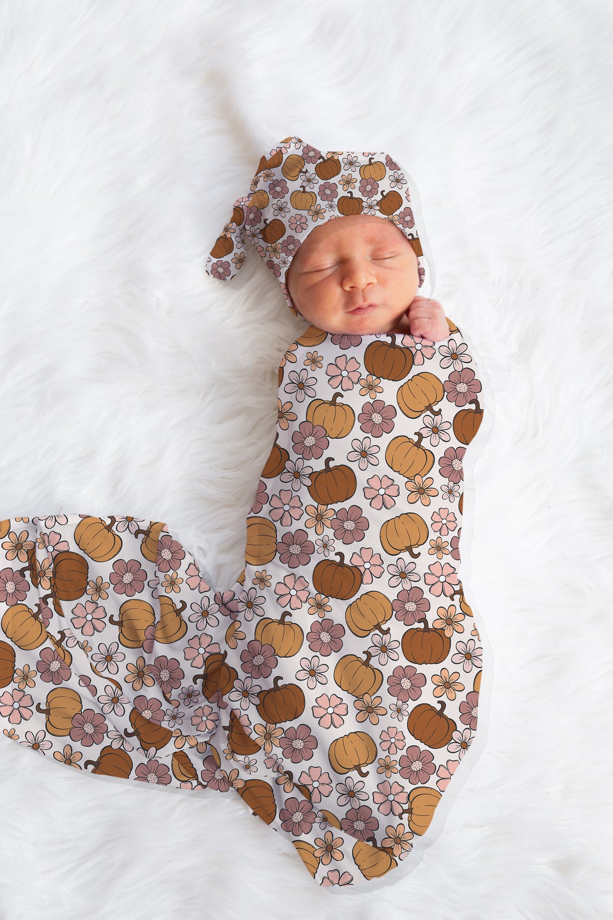Personalized fall pumpkin Newborn Swaddle Set, Pumpkin Swaddle Bow Set, Fall Swaddle Hat set, Custom name Newborn announcement outfit