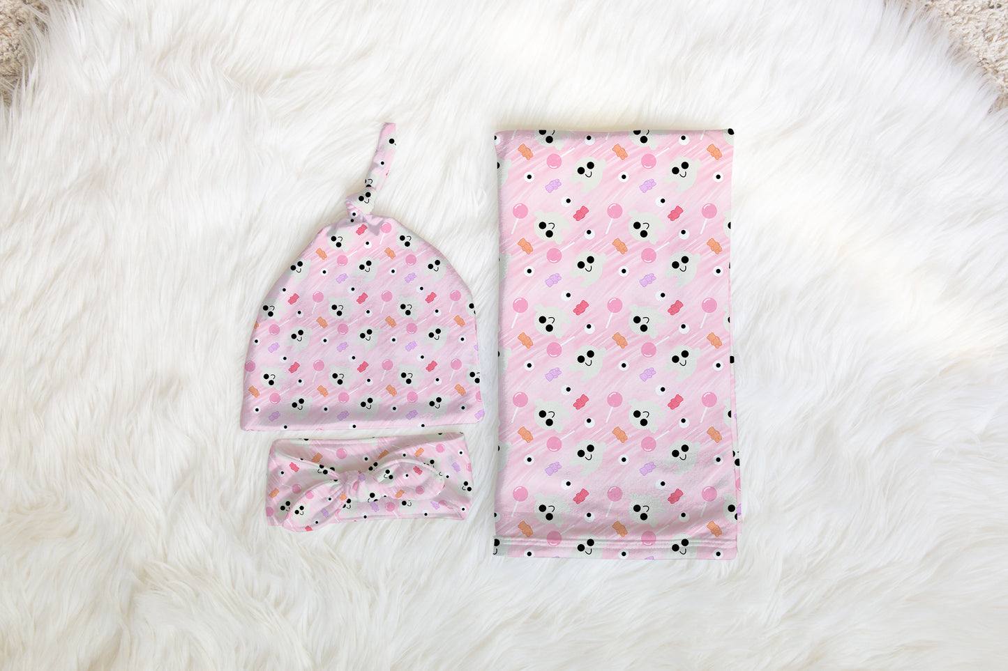 Personalized Pink Halloween Swaddle Set Ghosts