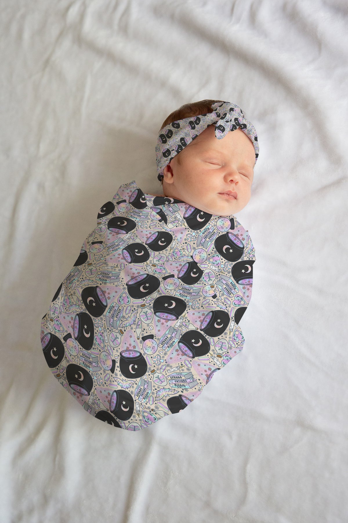 Personalized Purple Halloween Swaddle Set Witchy
