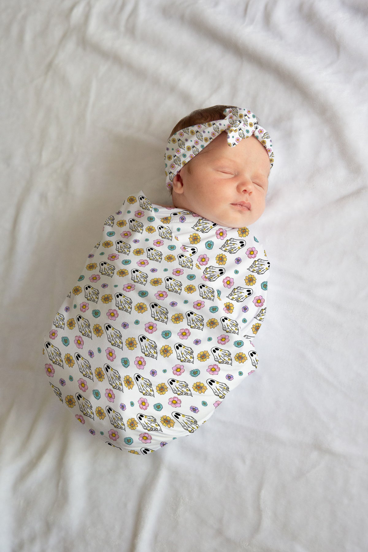 Personalized Halloween Newborn swaddle Bow Set Hat