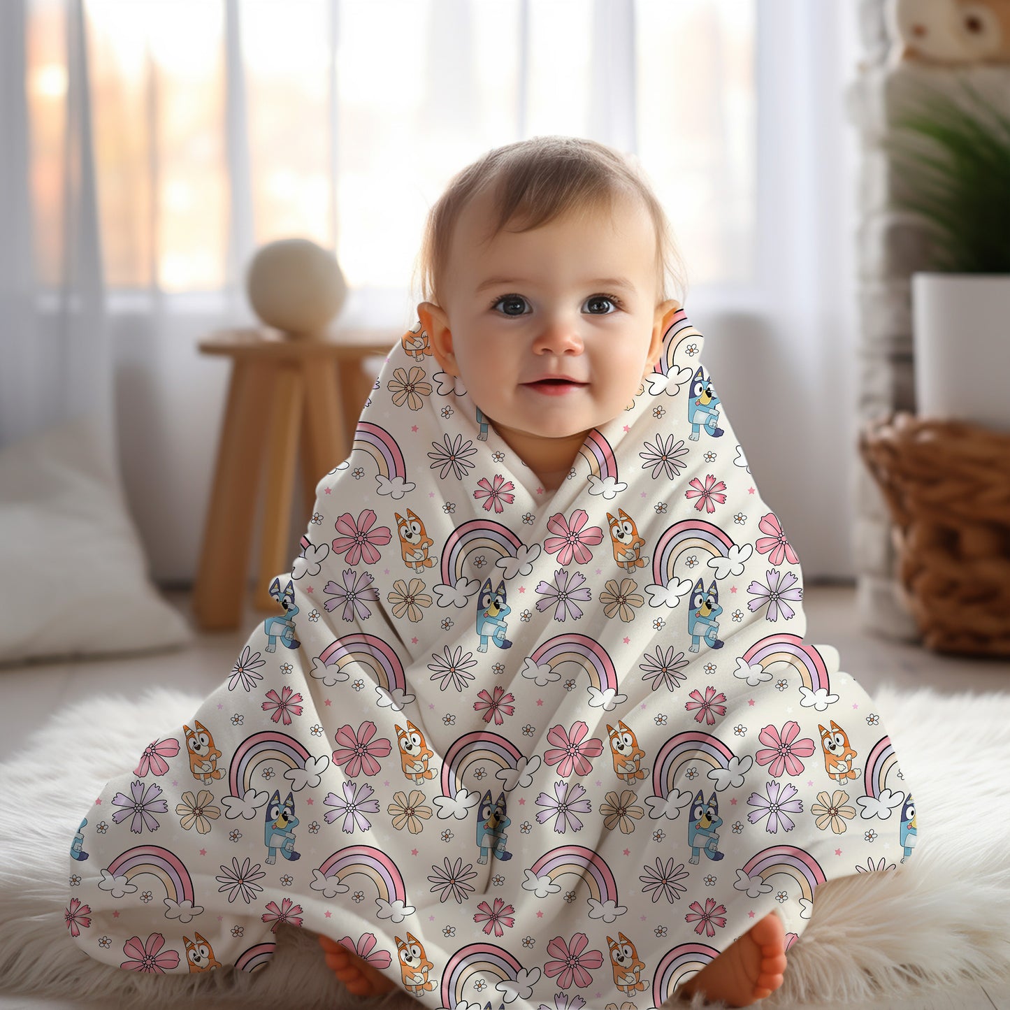 Personalized Boho Bluey and bingo Blanket