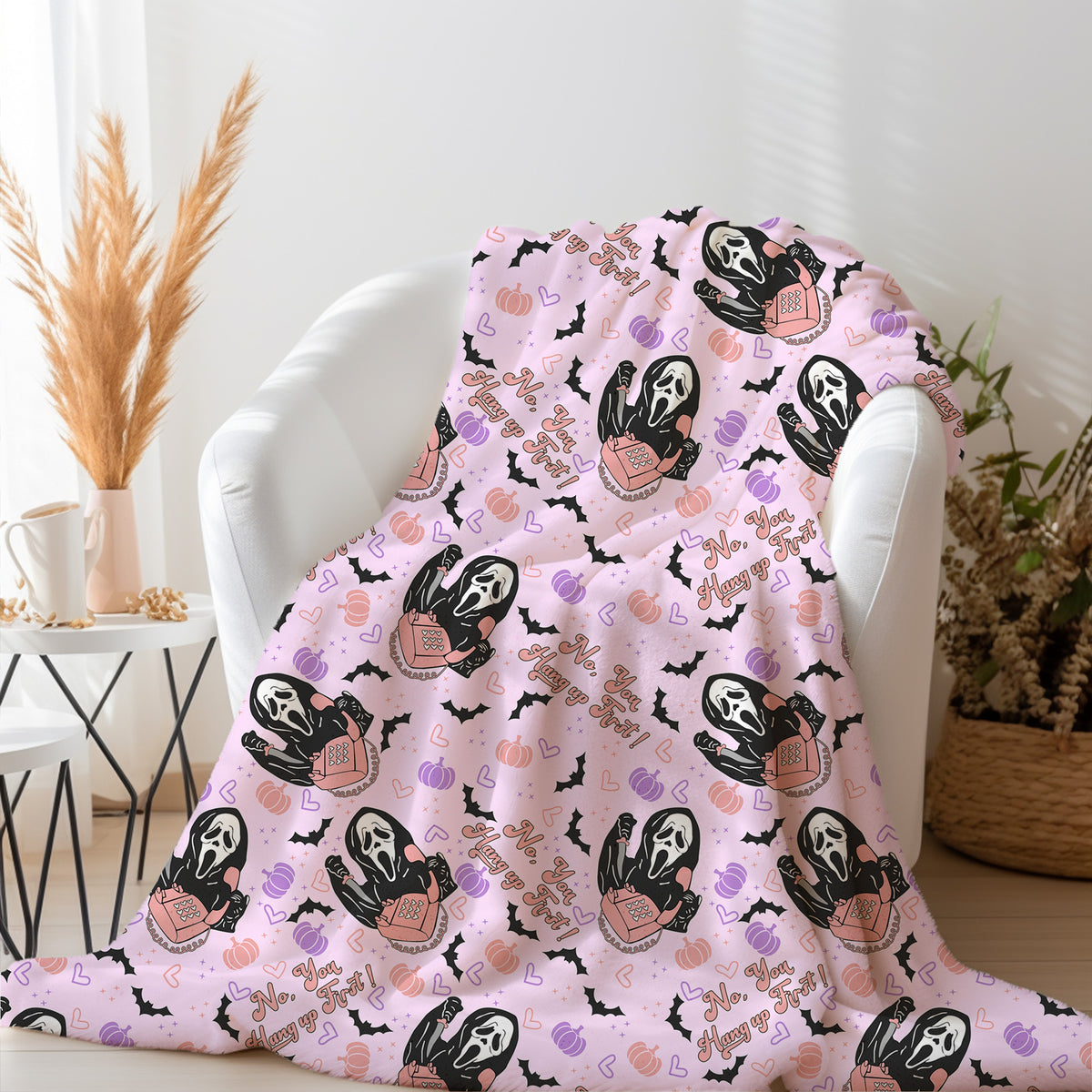 Personalized Halloween Scream Blanket, Fall Blanket
