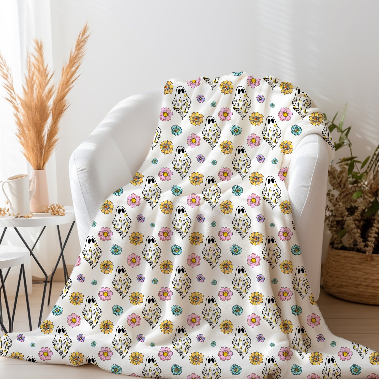 Personalized Ghost Halloween Blanket, fall decor