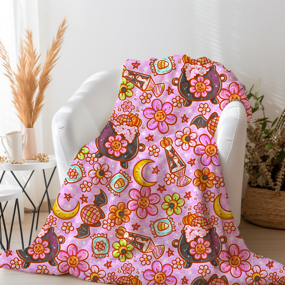 Personalized Halloween Blanket Witchy Fall Decor