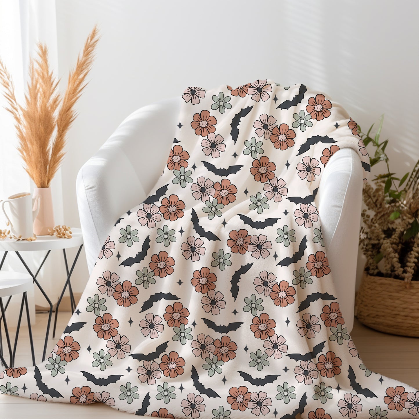 Personalized Halloween Bat Blanket, Fall Decor