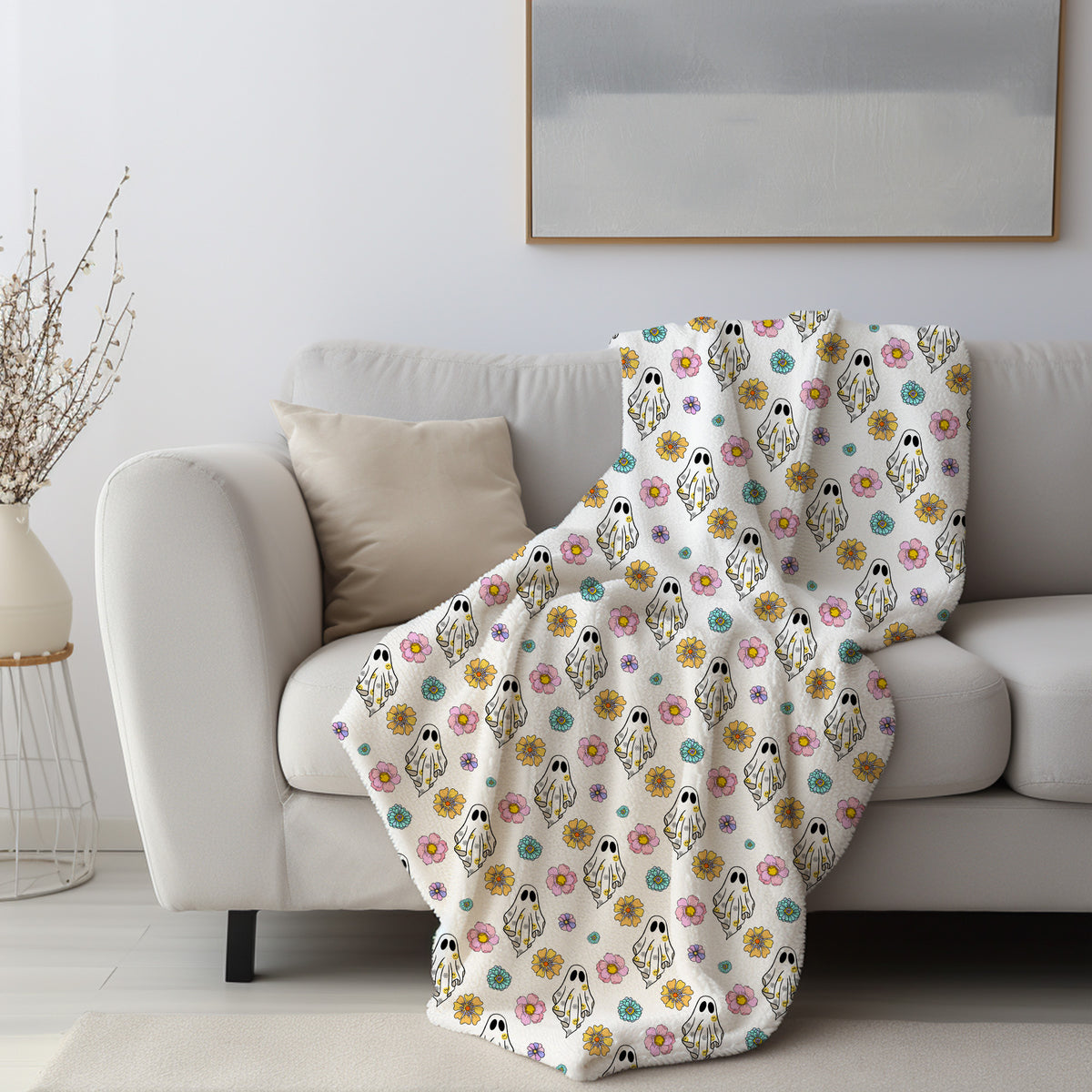 Personalized Ghost Halloween Blanket, fall decor