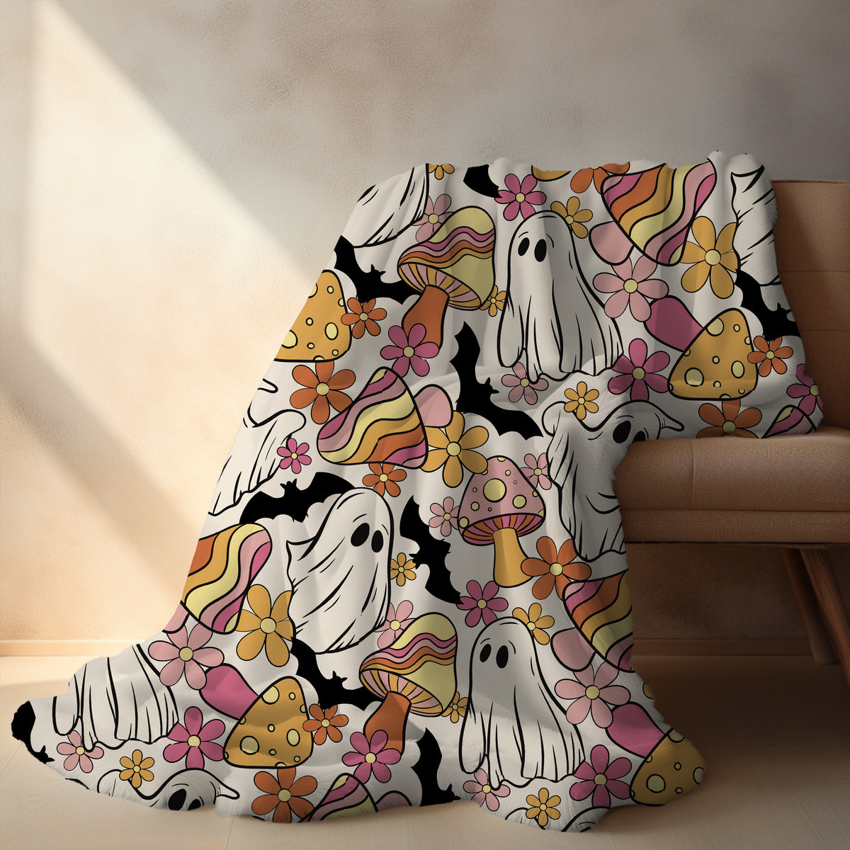 Personalized Ghost Halloween Throw Blanket Fall Decor