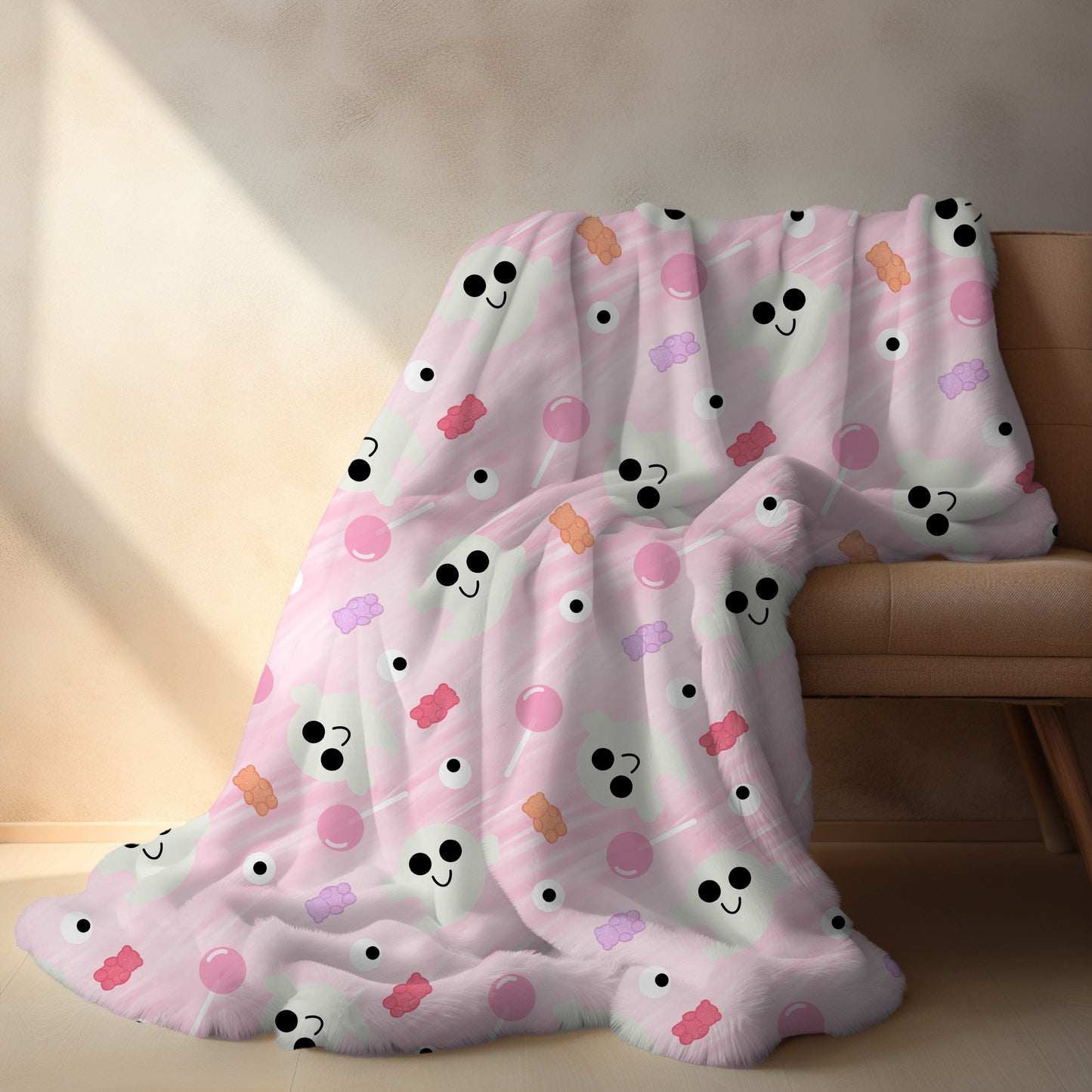 Personalized Halloween Blanket Pink Ghost