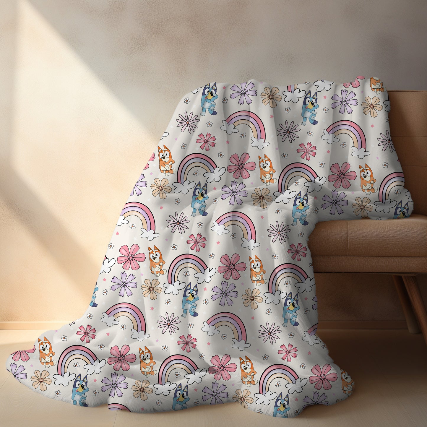 Personalized Boho Bluey and bingo Blanket