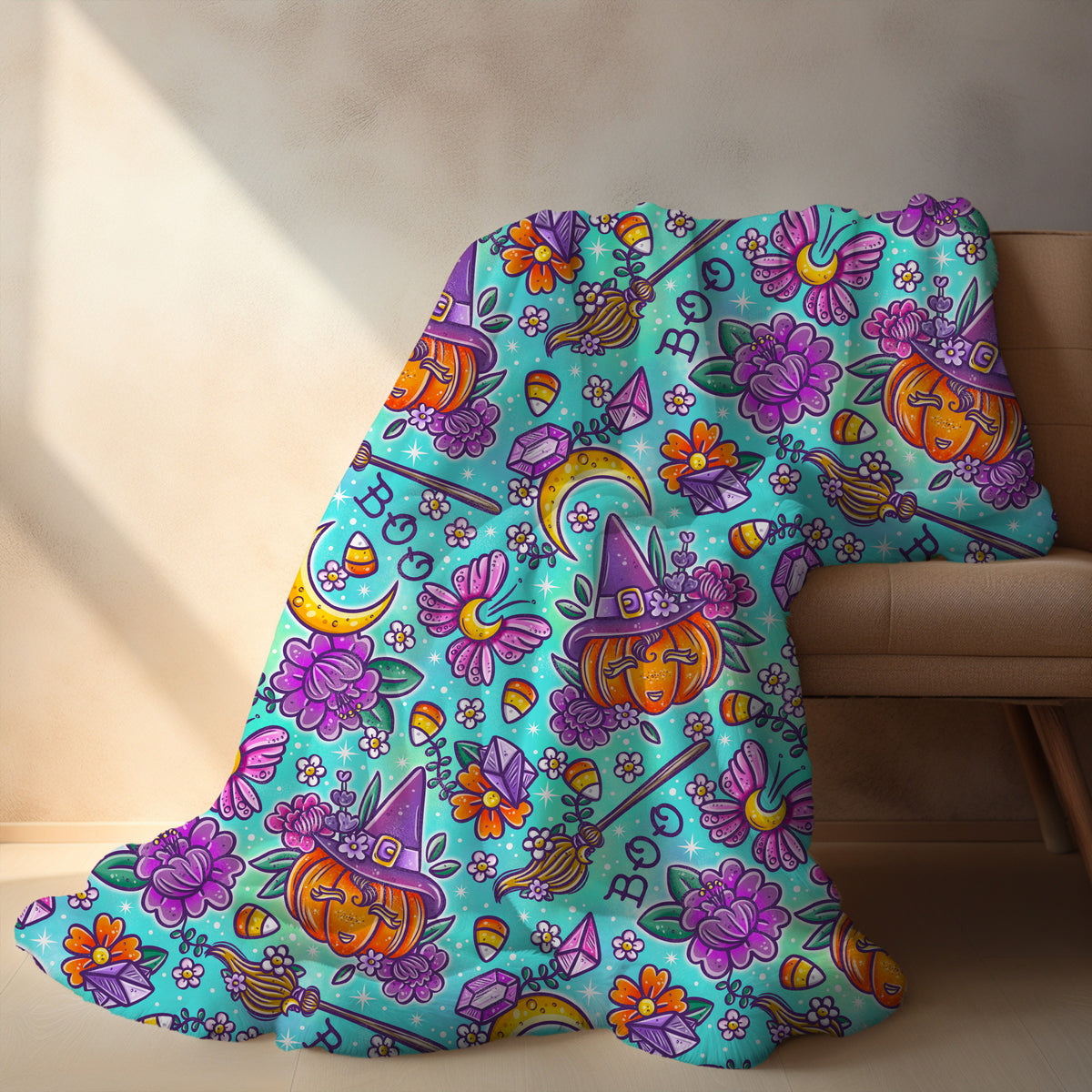 Personalized Halloween Blanket, Pumpkin Fall Decor