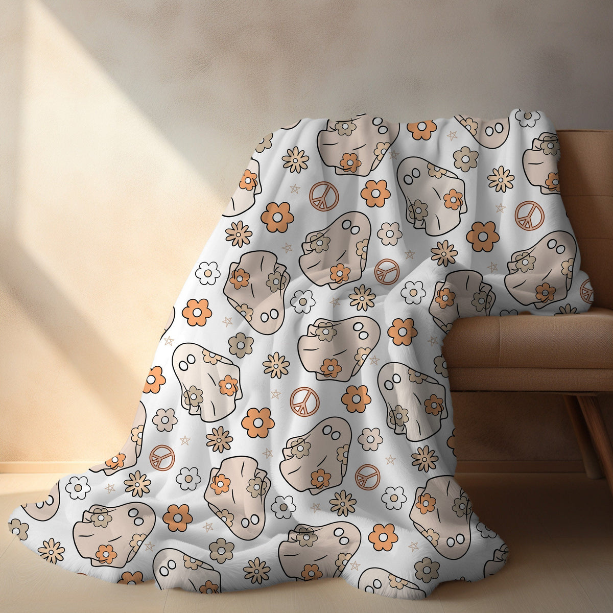 Personalized Ghost Halloween Blanket, Fall Decor