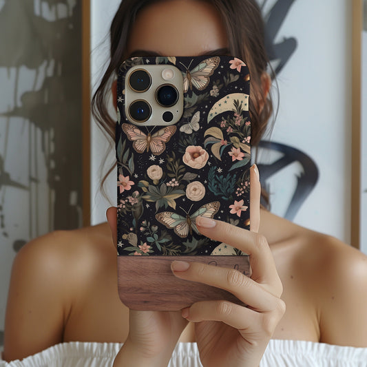 Custom dark academia MAGSAFE phone case iphone 16, 15, 14, 13 Pro Max, dark cottagecore Iphone case, dark floral MAGSAFE iphone case
