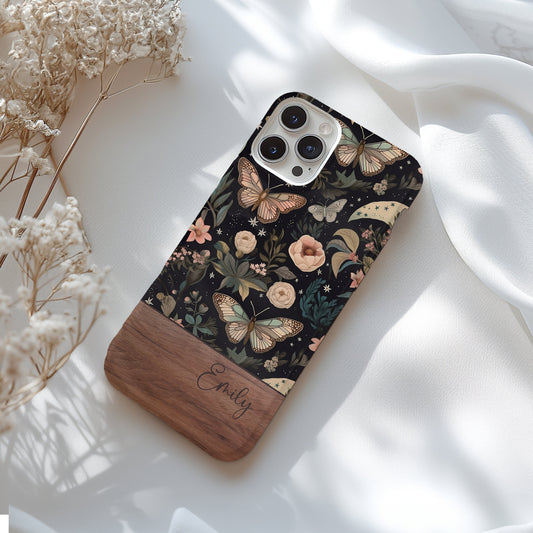 Custom dark academia MAGSAFE phone case iphone 16, 15, 14, 13 Pro Max, dark cottagecore Iphone case, dark floral MAGSAFE iphone case