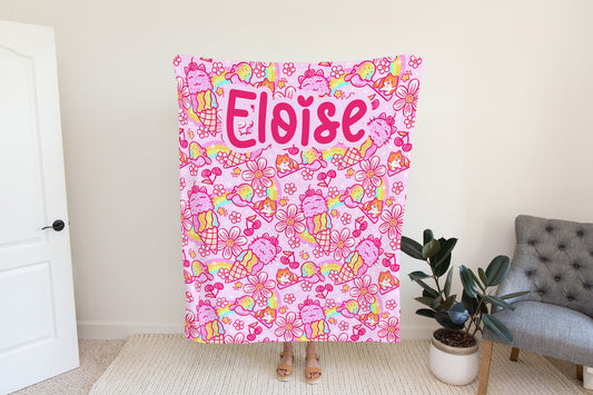 Personalized Pink Blanket Kids and Baby Blanket
