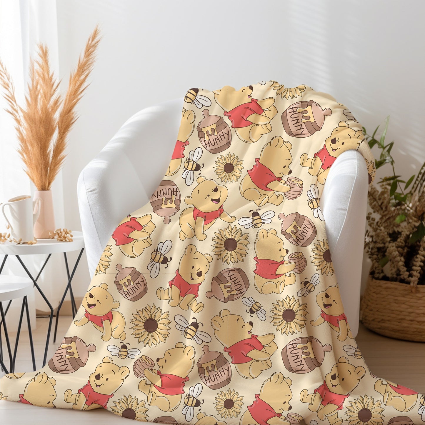 Winnie the pooh Minky Blanket, yellow winnie the pooh baby blanket, toddler blanket, disney decor, disney gift, gift under 100