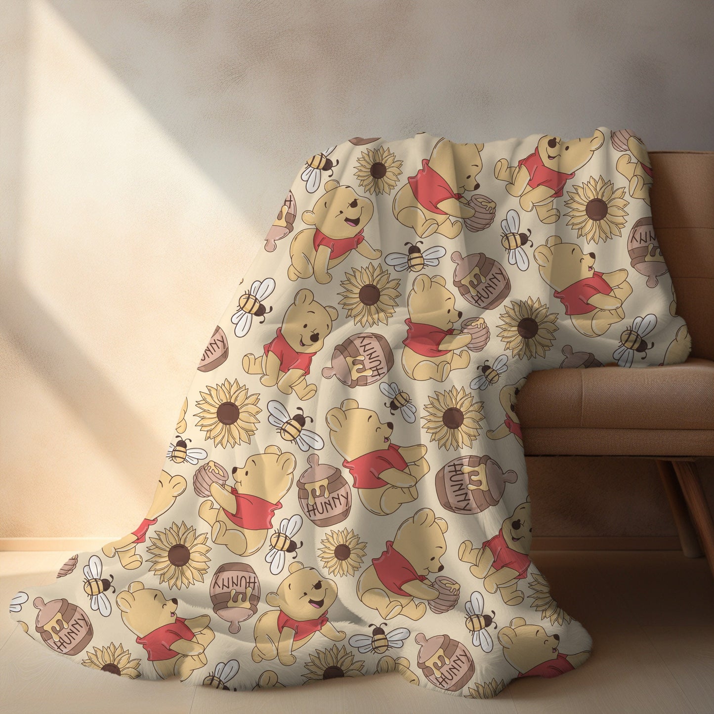 Winnie the pooh Minky Blanket, yellow winnie the pooh baby blanket, toddler blanket, disney decor, disney gift, gift under 100